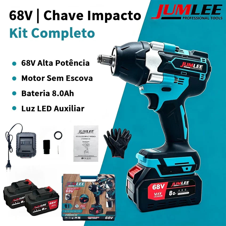 Kit completo 68V: alta potência, motor sem escova, bateria 8.0Ah e luz LED auxiliar